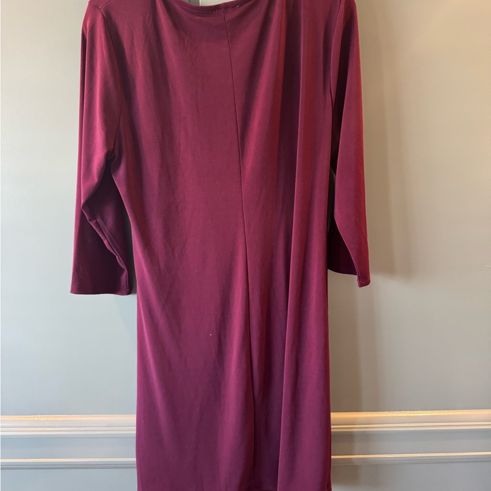 Elegant Burgundy Draped Dress - Picture 4 of 5